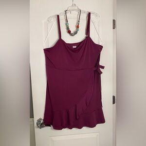 SO Women's Rich Burgundy faux wrap dress